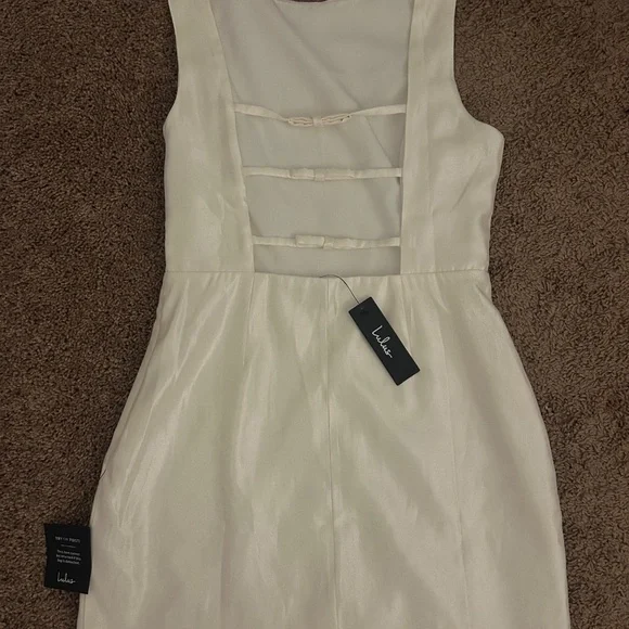 Lulus Sophisticated Selection White Sleeveless Backless Mini Dress - Size M - Picture 3 of 6